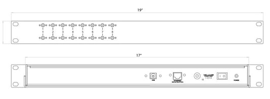 Programmable Attenuator; 8 Channel  0.05-8GHz 31.5dB; 19" 1U